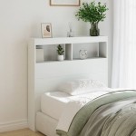 vidaXL Tăblie cu dulap și LED, alb, 100x17x102 cm vidaXL Tăblie cu dulap și LED, alb, 100x17x102 cm