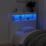 vidaXL Tăblie cu dulap și LED, alb, 100x17x102 cm vidaXL Tăblie cu dulap și LED, alb, 100x17x102 cm