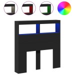 vidaXL Tăblie cu dulap și LED, negru, 100x17x102 cm vidaXL Tăblie cu dulap și LED, negru, 100x17x102 cm