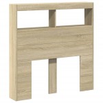 vidaXL Tăblie de pat cu dulap și LED, stejar sonoma, 100x17x102 cm
