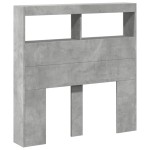 vidaXL Tăblie de pat cu dulap și LED, gri beton, 100x17x102 cm