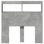 vidaXL Tăblie de pat cu dulap și LED, gri beton, 100x17x102 cm