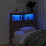 vidaXL Tăblie de pat cu dulap și LED, stejar maro, 100x17x102 cm vidaXL Tăblie de pat cu dulap și LED, stejar maro, 100x17x102 cm