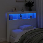 vidaXL Tăblie cu dulap și LED, alb, 120x17x102 cm vidaXL Tăblie cu dulap și LED, alb, 120x17x102 cm