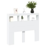 vidaXL Tăblie cu dulap și LED, alb, 120x17x102 cm vidaXL Tăblie cu dulap și LED, alb, 120x17x102 cm