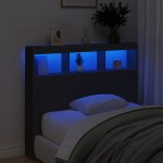 vidaXL Tăblie cu dulap și LED, negru, 120x17x102 cm vidaXL Tăblie cu dulap și LED, negru, 120x17x102 cm