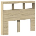 vidaXL Tăblie de pat cu dulap și LED, stejar sonoma, 120x17x102 cm