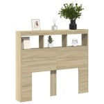 vidaXL Tăblie de pat cu dulap și LED, stejar sonoma, 120x17x102 cm