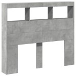vidaXL Tăblie de pat cu dulap și LED, gri beton, 120x17x102 cm