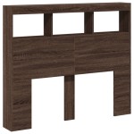 vidaXL Tăblie de pat cu dulap și LED, stejar maro, 120x17x102 cm
