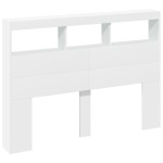vidaXL Tăblie cu dulap și LED, alb, 140x17x102 cm vidaXL Tăblie cu dulap și LED, alb, 140x17x102 cm