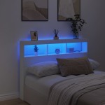 vidaXL Tăblie cu dulap și LED, alb, 140x17x102 cm vidaXL Tăblie cu dulap și LED, alb, 140x17x102 cm