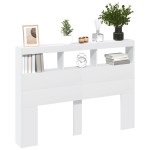 vidaXL Tăblie cu dulap și LED, alb, 140x17x102 cm vidaXL Tăblie cu dulap și LED, alb, 140x17x102 cm