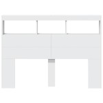 vidaXL Tăblie cu dulap și LED, alb, 140x17x102 cm vidaXL Tăblie cu dulap și LED, alb, 140x17x102 cm