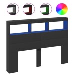 vidaXL Tăblie cu dulap și LED, negru, 140x17x102 cm vidaXL Tăblie cu dulap și LED, negru, 140x17x102 cm
