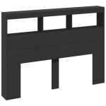 vidaXL Tăblie cu dulap și LED, negru, 140x17x102 cm vidaXL Tăblie cu dulap și LED, negru, 140x17x102 cm