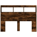 vidaXL Tăblie de pat cu dulap și LED, stejar fumuriu, 140x17x102 cm vidaXL Tăblie de pat cu dulap și LED, stejar fumuriu, 140x17x102 cm