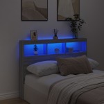 vidaXL Tăblie de pat cu dulap și LED, gri sonoma, 140x17x102 cm