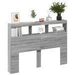 vidaXL Tăblie de pat cu dulap și LED, gri sonoma, 140x17x102 cm