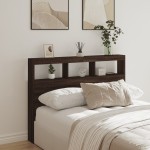 vidaXL Tăblie de pat cu dulap și LED, stejar maro, 140x17x102 cm vidaXL Tăblie de pat cu dulap și LED, stejar maro, 140x17x102 cm