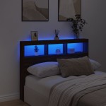 vidaXL Tăblie de pat cu dulap și LED, stejar maro, 140x17x102 cm vidaXL Tăblie de pat cu dulap și LED, stejar maro, 140x17x102 cm