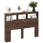 vidaXL Tăblie de pat cu dulap și LED, stejar maro, 140x17x102 cm vidaXL Tăblie de pat cu dulap și LED, stejar maro, 140x17x102 cm