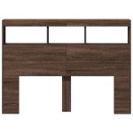 vidaXL Tăblie de pat cu dulap și LED, stejar maro, 140x17x102 cm vidaXL Tăblie de pat cu dulap și LED, stejar maro, 140x17x102 cm