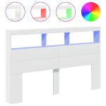 vidaXL Tăblie cu dulap și LED, alb, 160x17x102 cm vidaXL Tăblie cu dulap și LED, alb, 160x17x102 cm