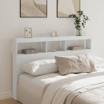 vidaXL Tăblie cu dulap și LED, alb, 160x17x102 cm vidaXL Tăblie cu dulap și LED, alb, 160x17x102 cm