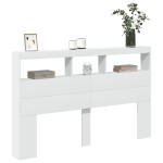 vidaXL Tăblie cu dulap și LED, alb, 160x17x102 cm vidaXL Tăblie cu dulap și LED, alb, 160x17x102 cm