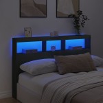 vidaXL Tăblie cu dulap și LED, negru, 160x17x102 cm vidaXL Tăblie cu dulap și LED, negru, 160x17x102 cm