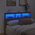 vidaXL Tăblie de pat cu dulap și LED, stejar sonoma, 160x17x102 cm