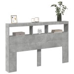 vidaXL Tăblie de pat cu dulap și LED, gri beton, 160x17x102 cm