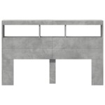 vidaXL Tăblie de pat cu dulap și LED, gri beton, 160x17x102 cm