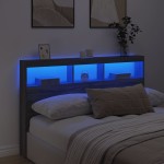 vidaXL Tăblie de pat cu dulap și LED, gri sonoma, 160x17x102 cm
