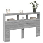 vidaXL Tăblie de pat cu dulap și LED, gri sonoma, 160x17x102 cm