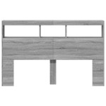 vidaXL Tăblie de pat cu dulap și LED, gri sonoma, 160x17x102 cm