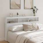 vidaXL Tăblie cu dulap și LED, alb, 180x17x102 cm vidaXL Tăblie cu dulap și LED, alb, 180x17x102 cm
