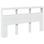 vidaXL Tăblie cu dulap și LED, alb, 180x17x102 cm vidaXL Tăblie cu dulap și LED, alb, 180x17x102 cm