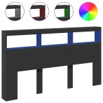 vidaXL Tăblie cu dulap și LED, negru, 180x17x102 cm vidaXL Tăblie cu dulap și LED, negru, 180x17x102 cm