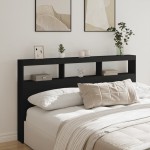 vidaXL Tăblie cu dulap și LED, negru, 180x17x102 cm vidaXL Tăblie cu dulap și LED, negru, 180x17x102 cm