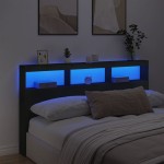 vidaXL Tăblie cu dulap și LED, negru, 180x17x102 cm vidaXL Tăblie cu dulap și LED, negru, 180x17x102 cm