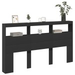 vidaXL Tăblie cu dulap și LED, negru, 180x17x102 cm vidaXL Tăblie cu dulap și LED, negru, 180x17x102 cm