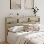 vidaXL Tăblie de pat cu dulap și LED, stejar sonoma, 180x17x102 cm vidaXL Tăblie de pat cu dulap și LED, stejar sonoma, 180x17x102 cm