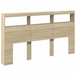 vidaXL Tăblie de pat cu dulap și LED, stejar sonoma, 180x17x102 cm vidaXL Tăblie de pat cu dulap și LED, stejar sonoma, 180x17x102 cm