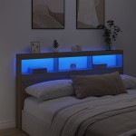 vidaXL Tăblie de pat cu dulap și LED, stejar sonoma, 180x17x102 cm vidaXL Tăblie de pat cu dulap și LED, stejar sonoma, 180x17x102 cm