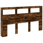 vidaXL Tăblie de pat cu dulap și LED, stejar fumuriu, 180x17x102 cm