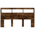 vidaXL Tăblie de pat cu dulap și LED, stejar fumuriu, 180x17x102 cm