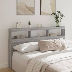 vidaXL Tăblie de pat cu dulap și LED, gri sonoma, 180x17x102 cm