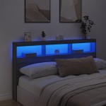 vidaXL Tăblie de pat cu dulap și LED, gri sonoma, 180x17x102 cm